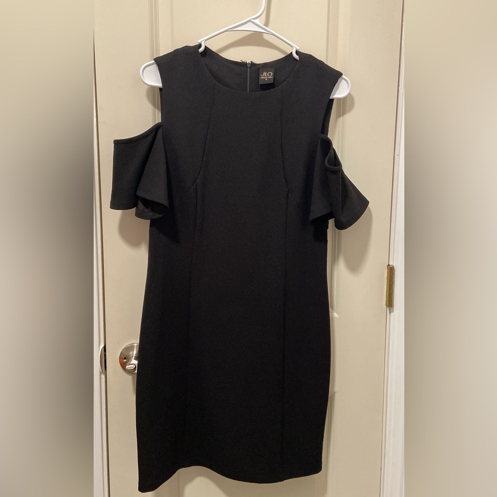 Jennifer Lopez Black Cold Shoulder Sheath Dress